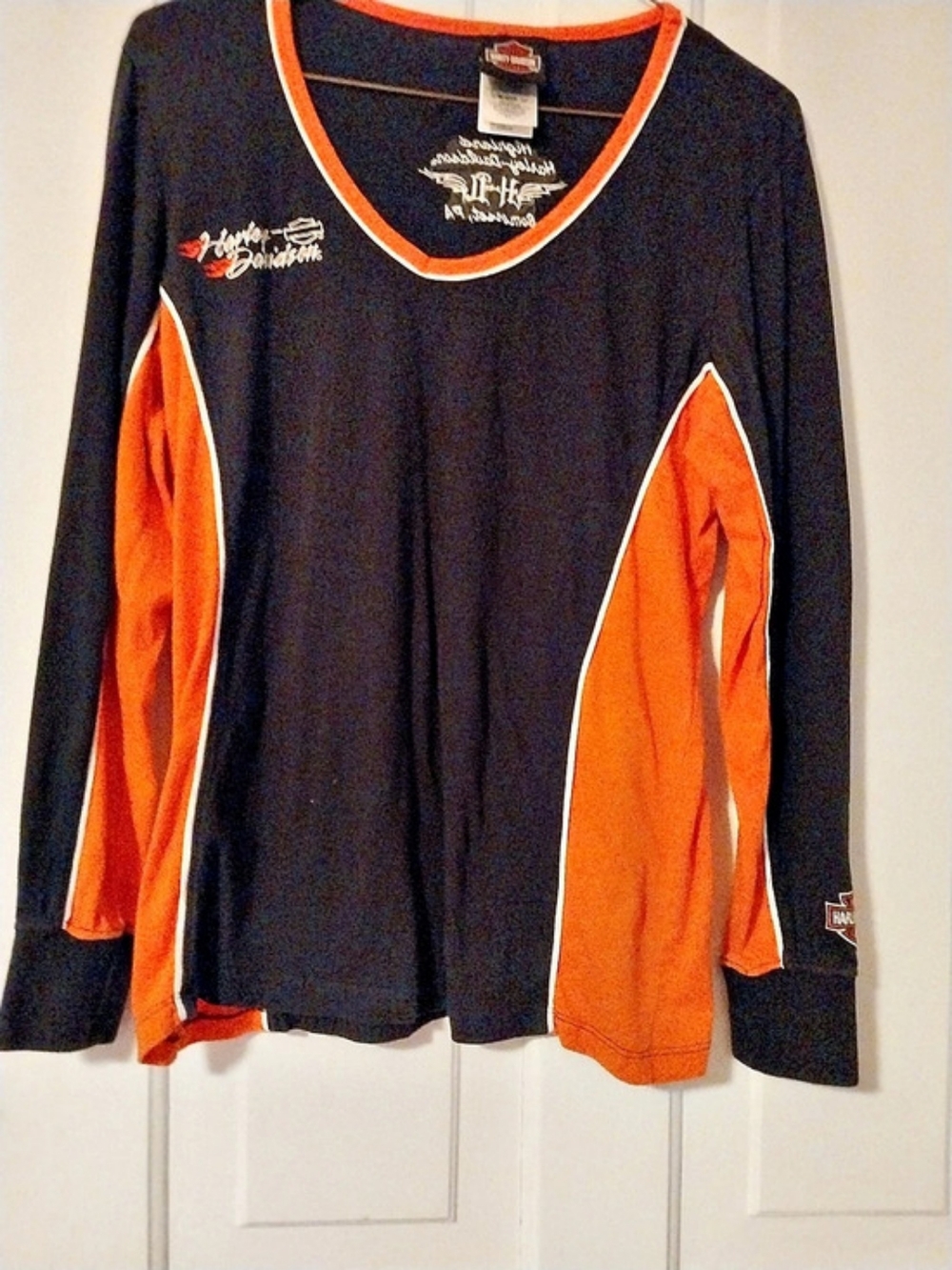 Harley-Davidson Long Sleeve Motorcycle Jersey in Black & Orange Like New